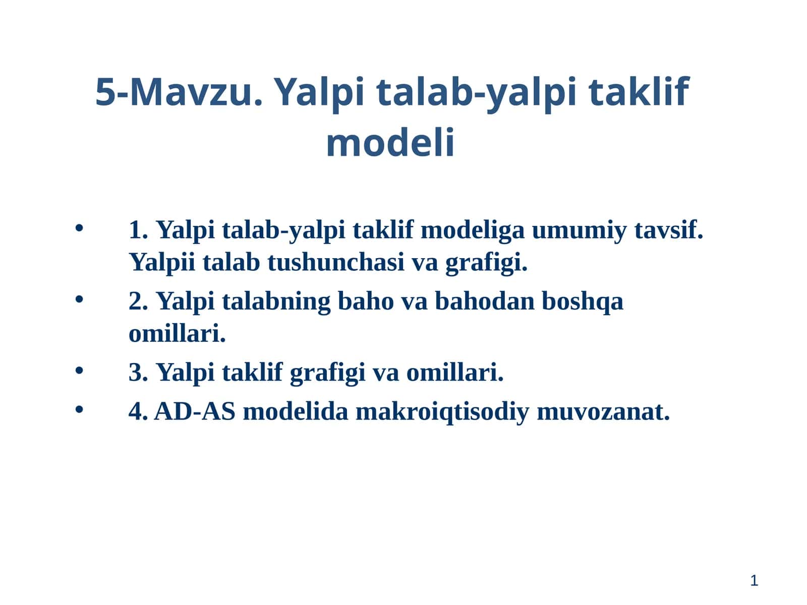 Yalpi talab-yalpi taklif modeli 1