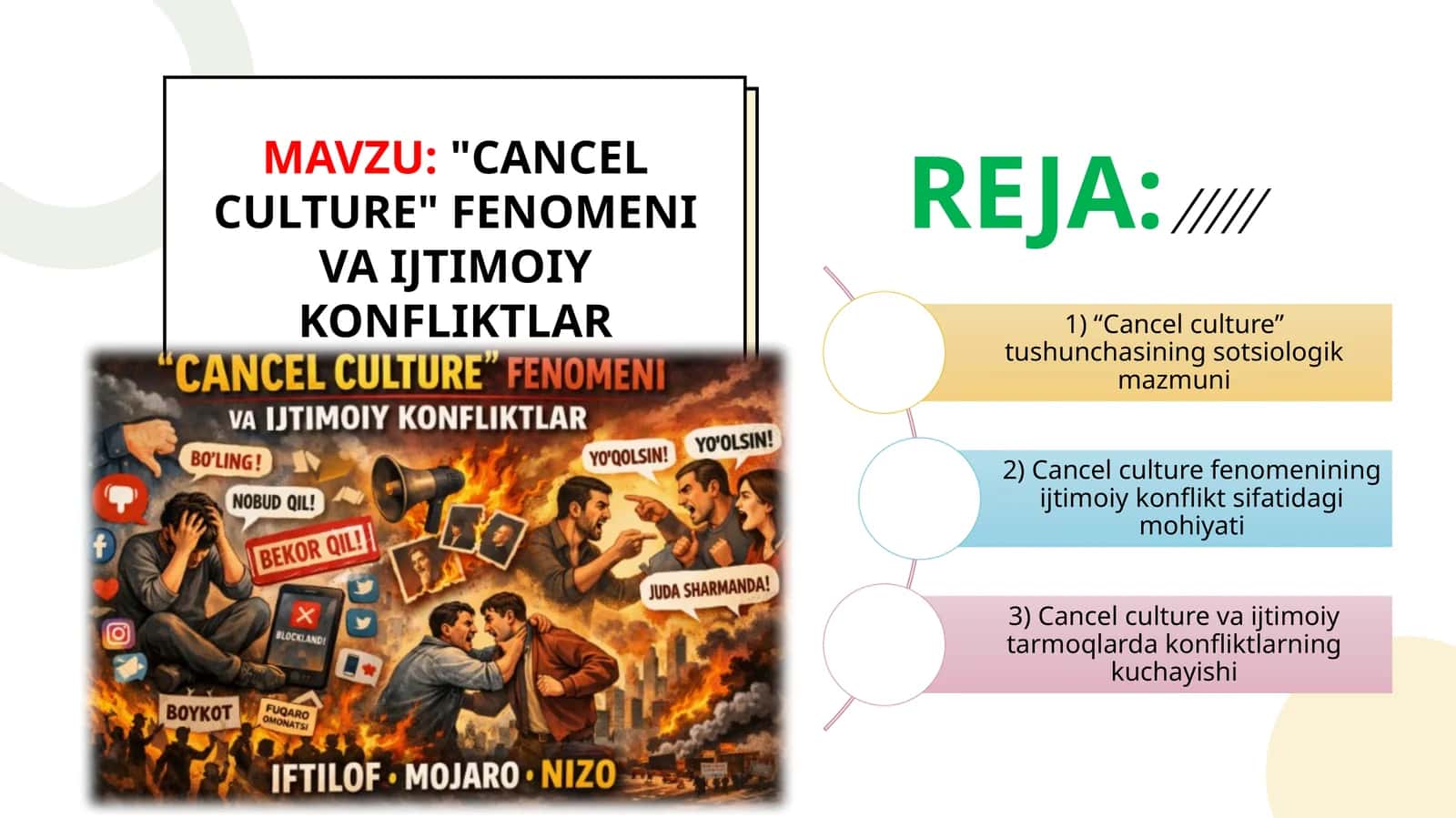 "CANCEL CULTURE" FENOMENI VA IJTIMOIY KONFLIKTLAR 1