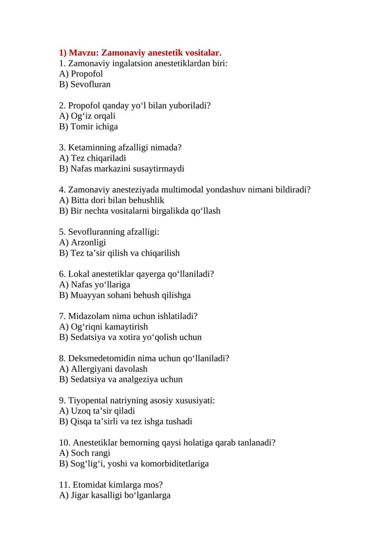 Zamonaviy anestetik vositalar 1