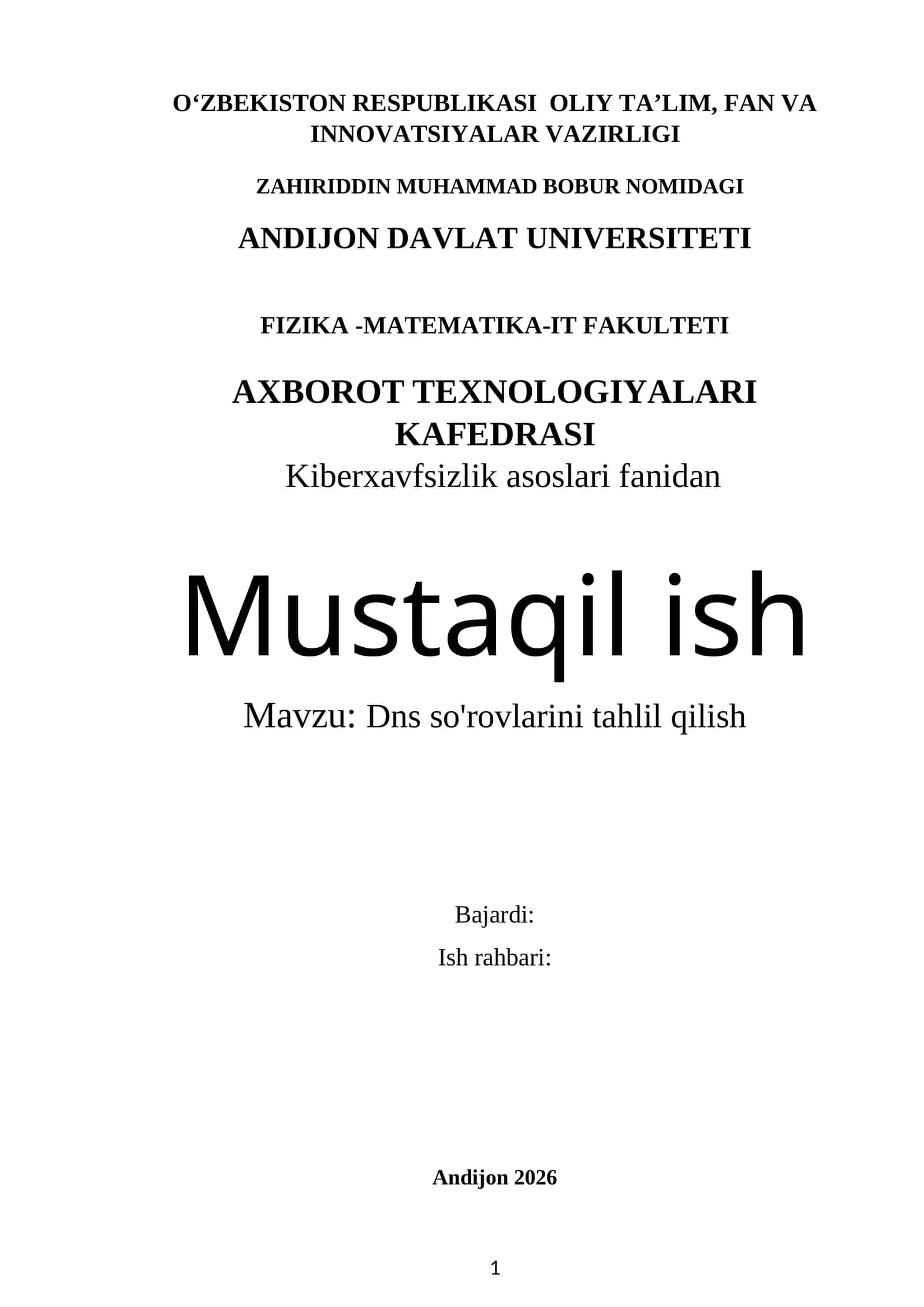 Dns so'rovlarini tahlil qilish 1