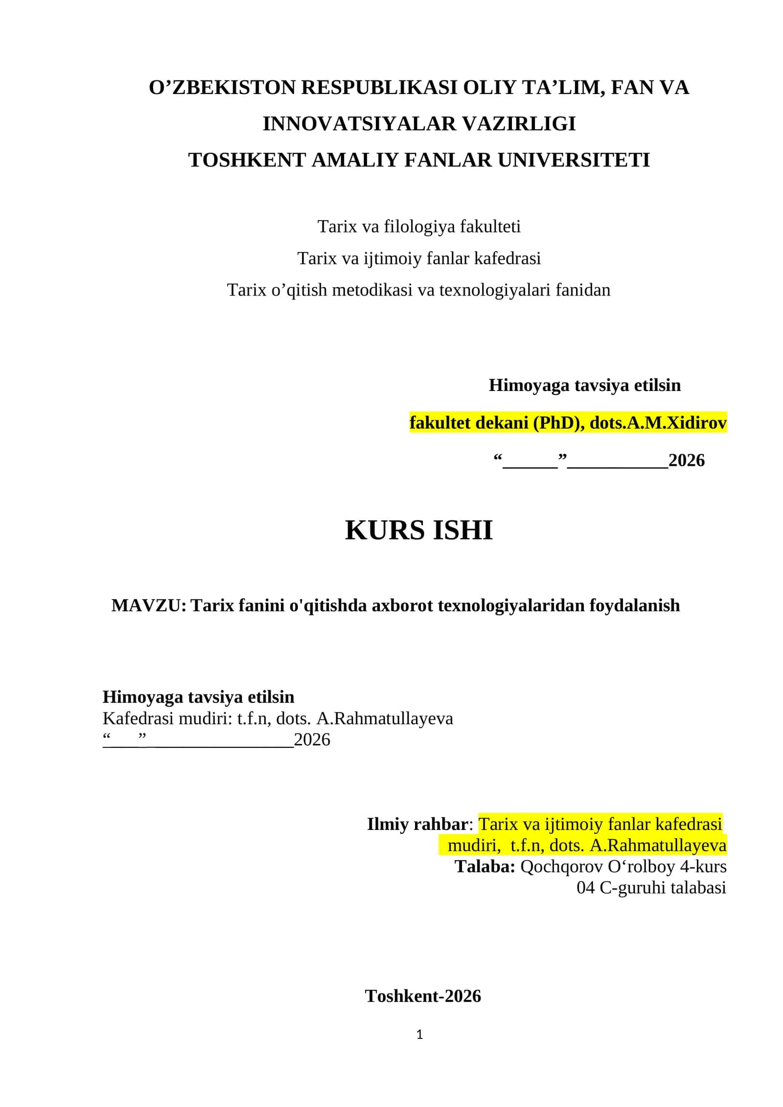 Tarix fanini o'qitishda axborot texnologiyalaridan foydalanish 1