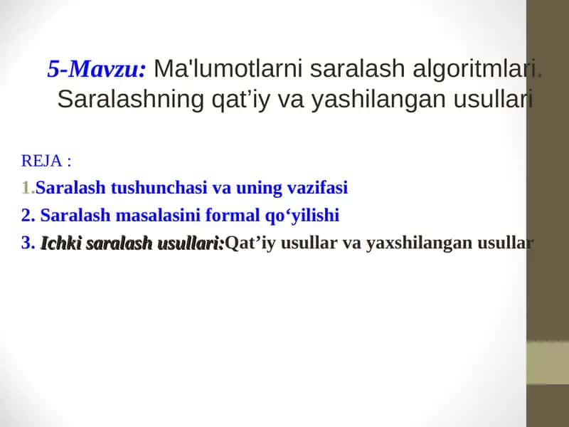 Saralash 1
