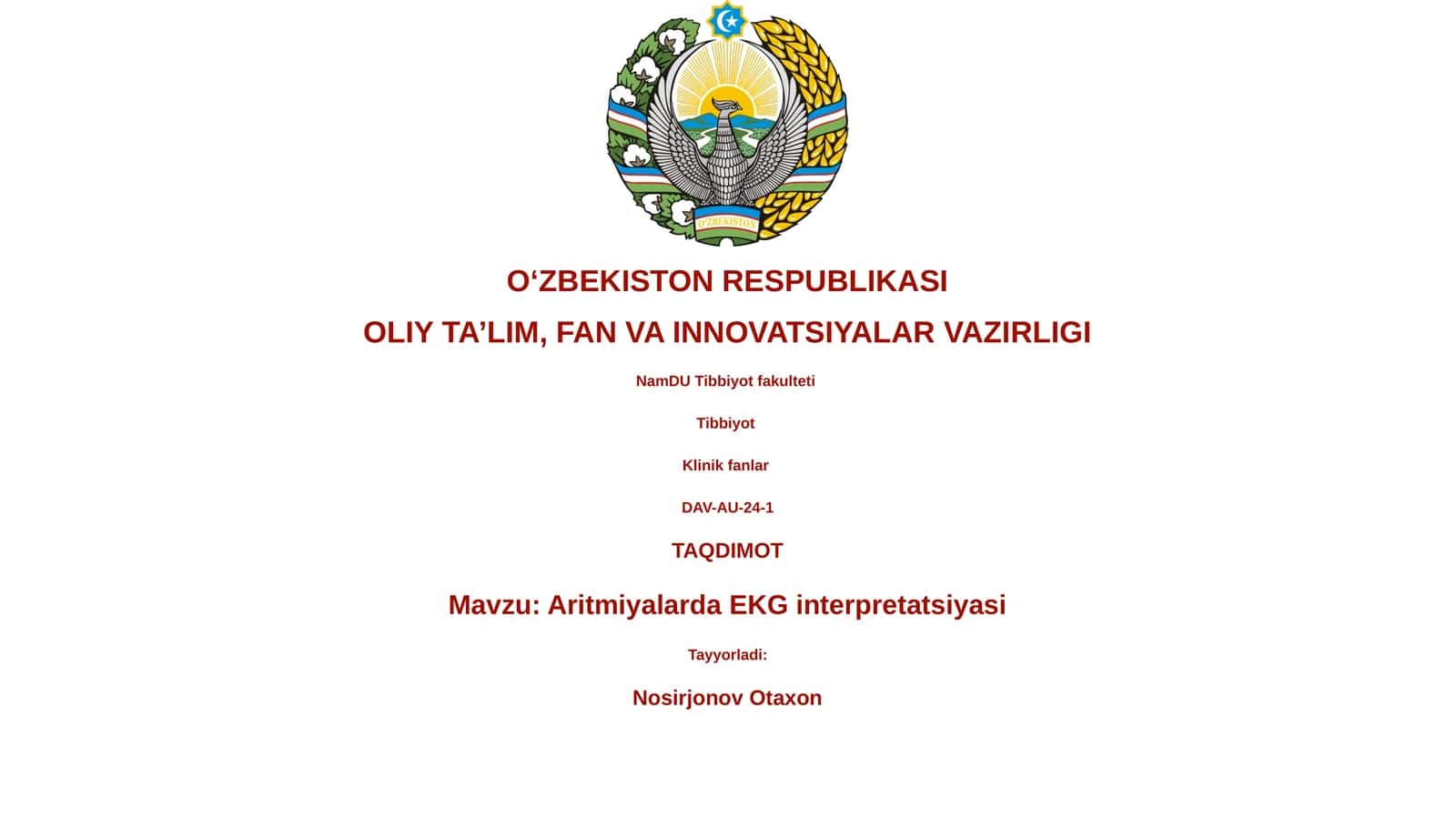 Aritmiyalarda EKG interpretatsiyasi 1