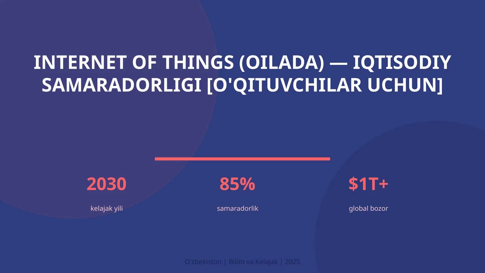 INTERNET OF THINGS (OILADA) — IQTISODIY SAMARADORLIGI [O'QITUVCHILAR UCHUN] 1