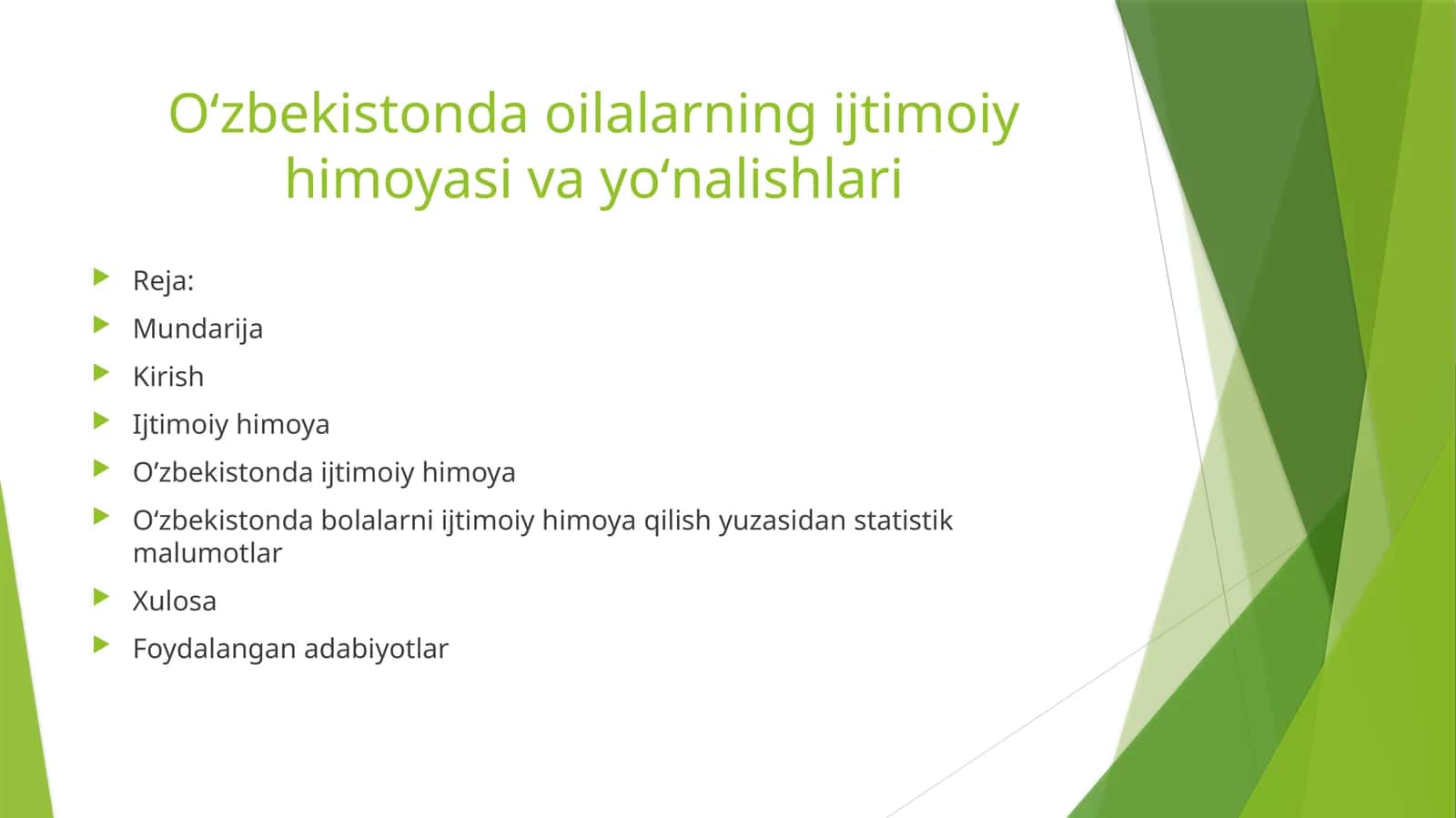 Oʻzbekistonda oilalarning ijtimoiy himoyasi va yoʻnalishlari 1