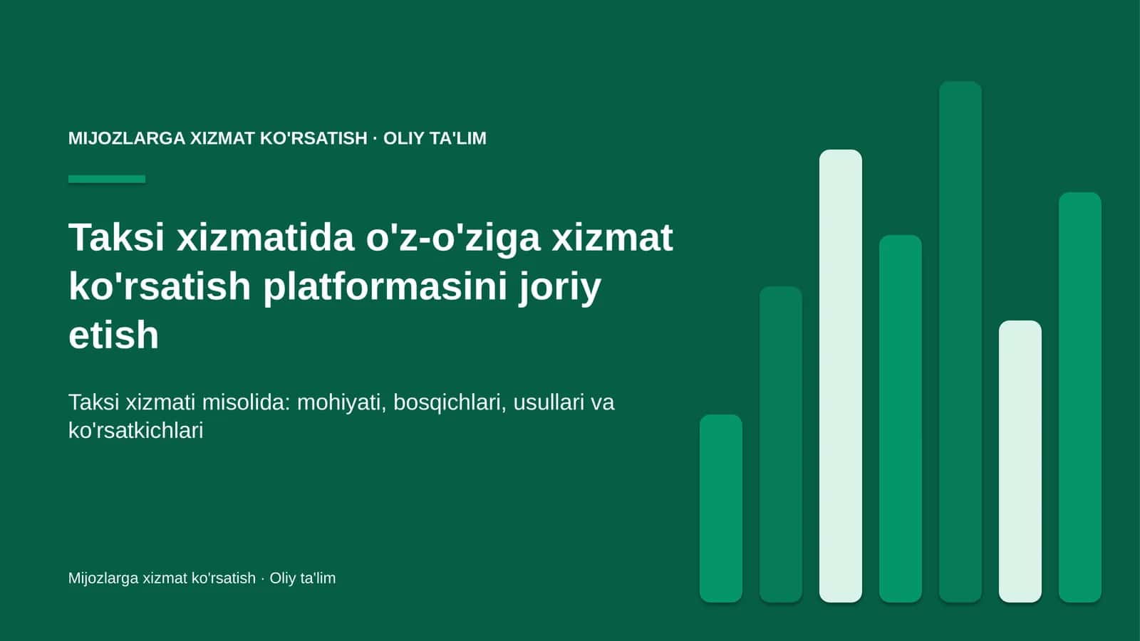 taksi xizmatida o'z o'ziga xizmat ko'rsatish platformasini joriy etish 8166 1