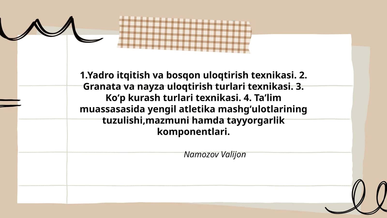 Ta’lim muassasasida yengil atletika mashg'ulotlarining tuzulishi 1