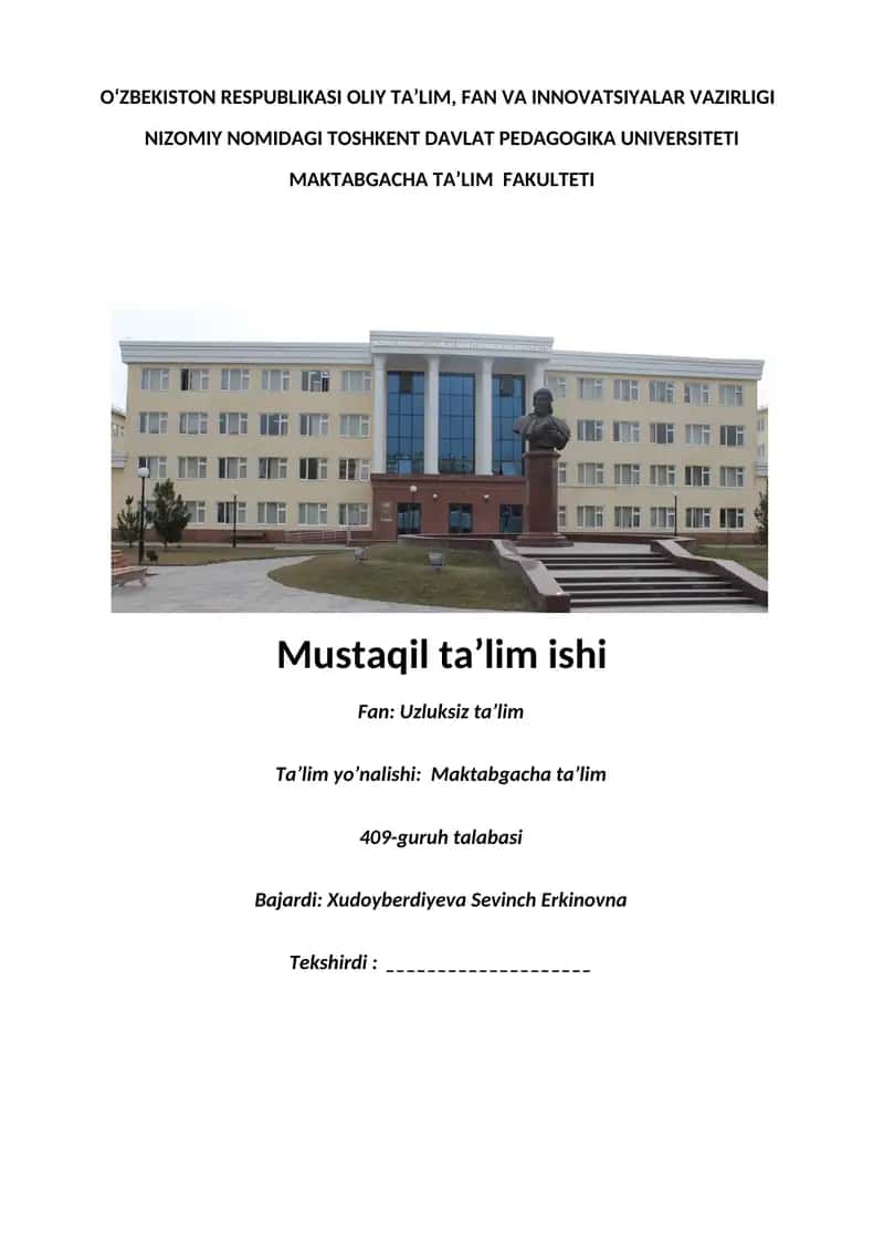 Kasbiy ta`lim mazmuni va texnologiyalari 1