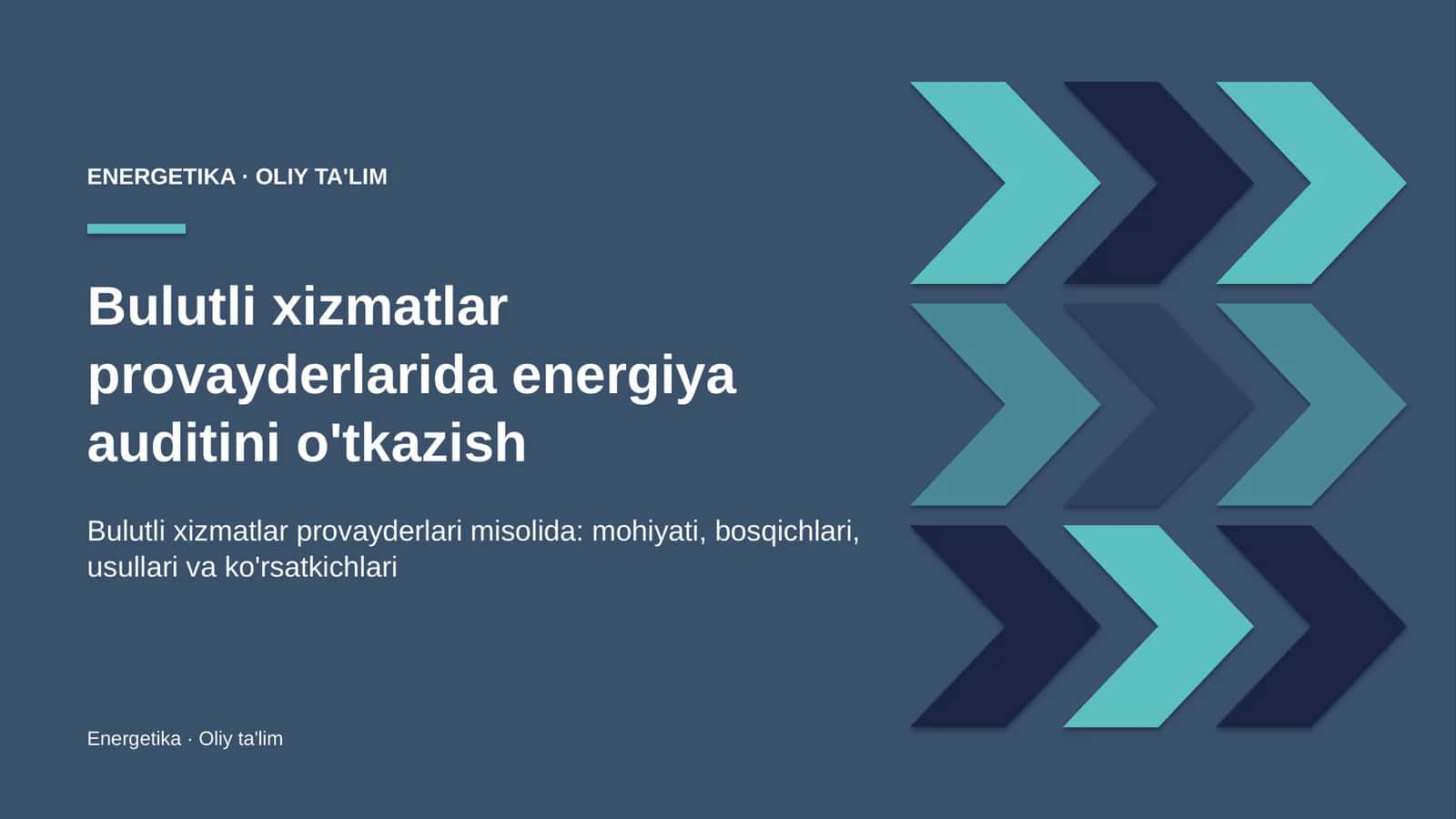 Bulutli xizmatlar provayderlarida energiya auditini o'tkazish 1