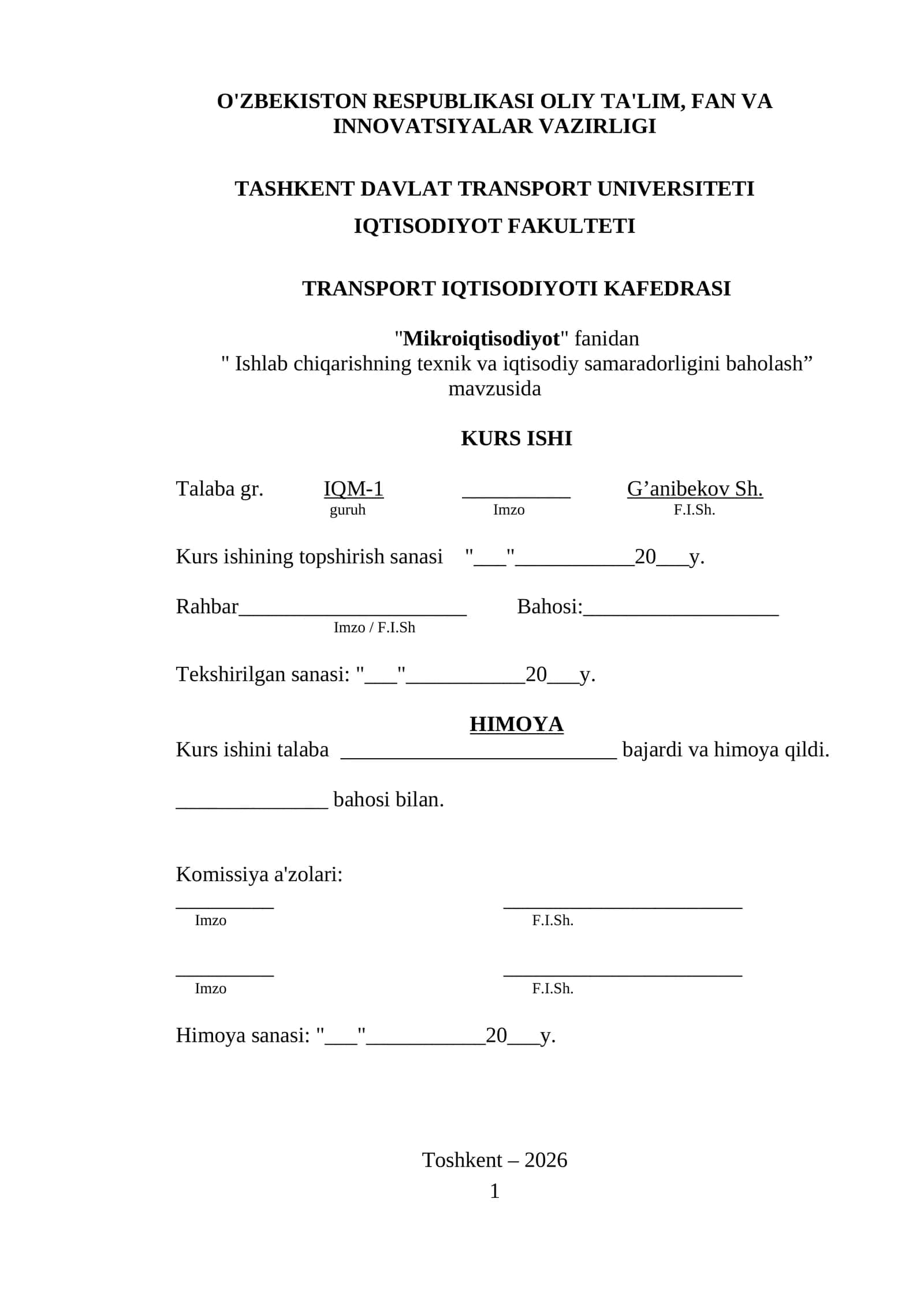 Ishlab chiqarishning texnik va iqtisodiy samaradorligini baholash 1