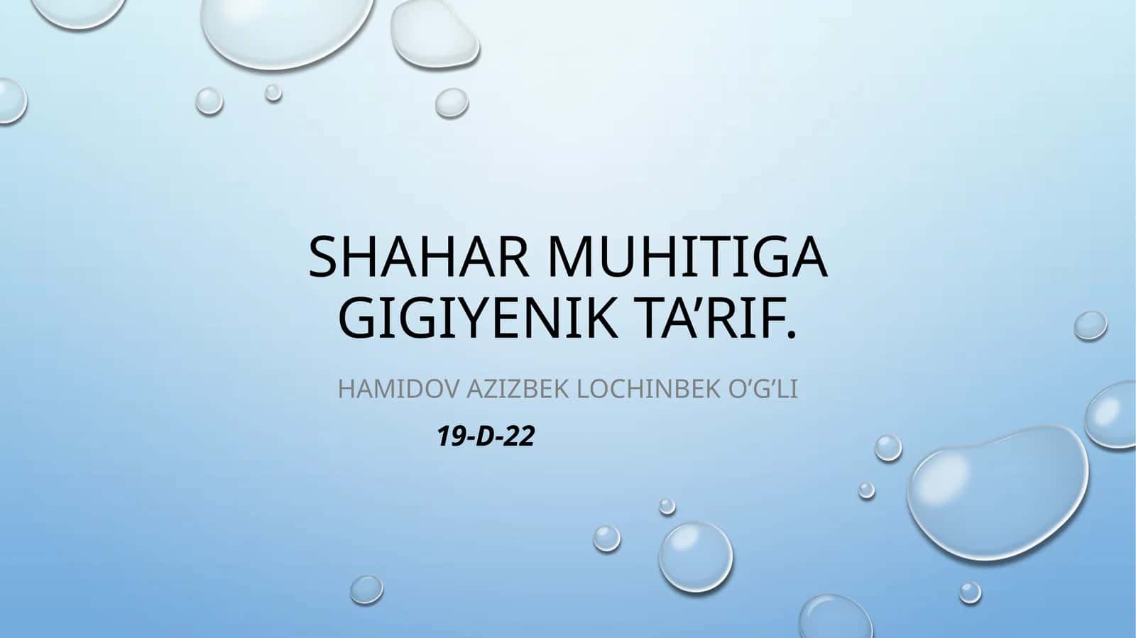 Shaxar muhitiga gigienik tarif 1