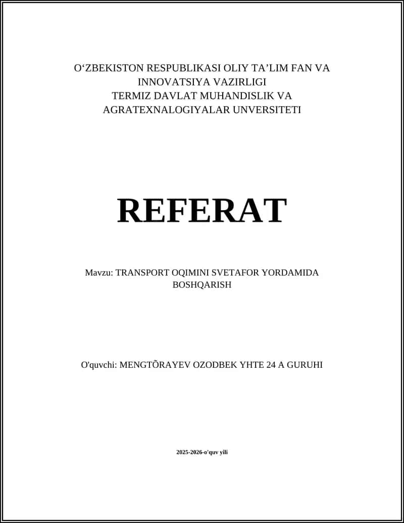TRANSPORT OQIMINI SVETAFOR YORDAMIDA BOSHQARISH 1
