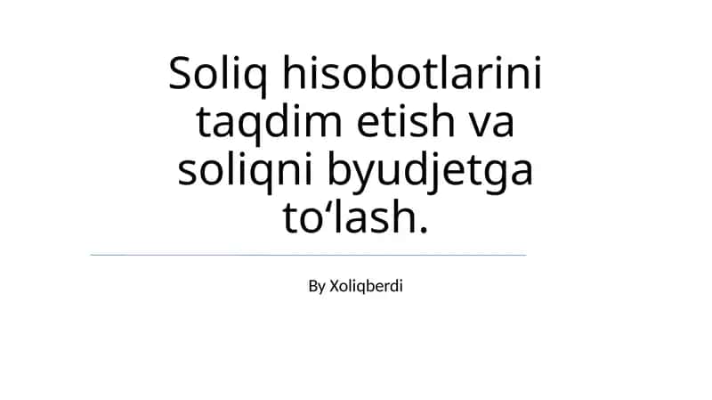 Soliq to'lovlarini nazorat qilish 1