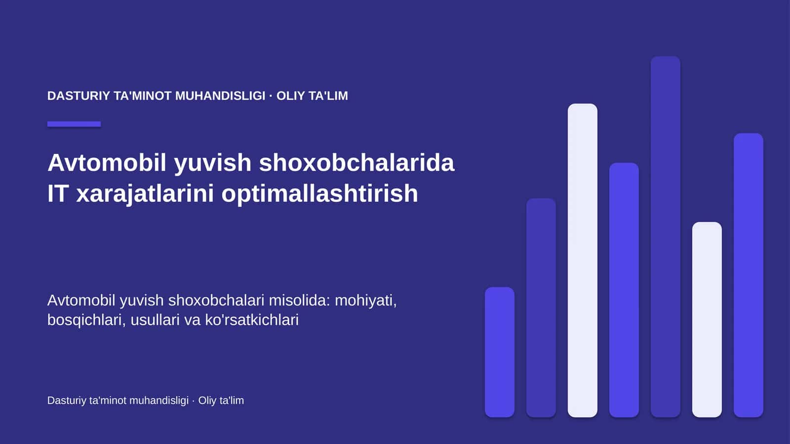 DASTURIY TA'MINOT MUHANDISLIGI · OLIY TA'LIM 1