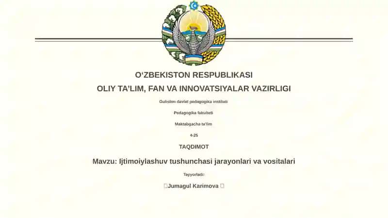Ijtimoiylashuv tushunchasi jarayonlari va vositalari