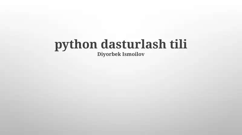 Pythonning Asosiy Tushunchalari 1