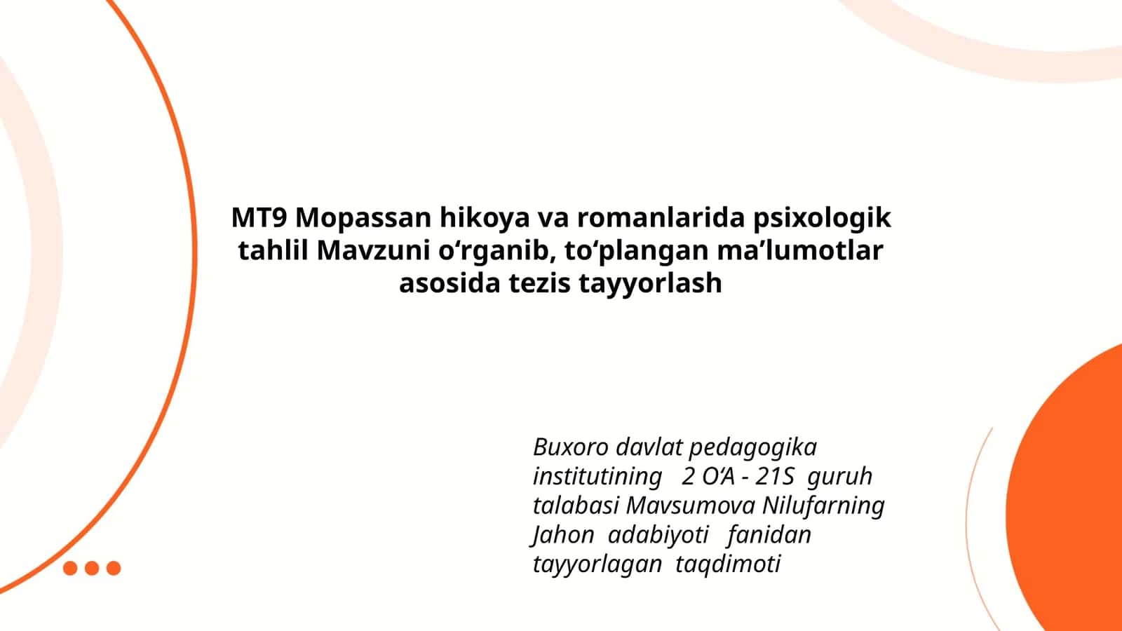 Jahon adabiyoti fanidan tayyorlagan taqdimoti 1