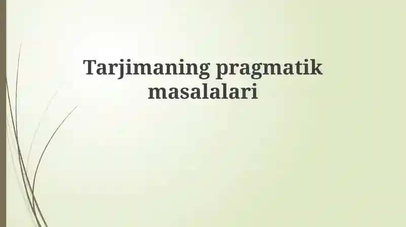Tarjimaningpragmatikmasalalari 1