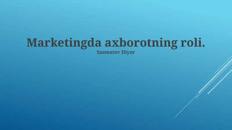Marketingda axborotning roli 1