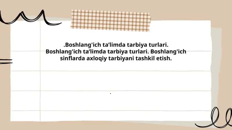 Boshlang'ich ta’limda tarbiya turlari 1