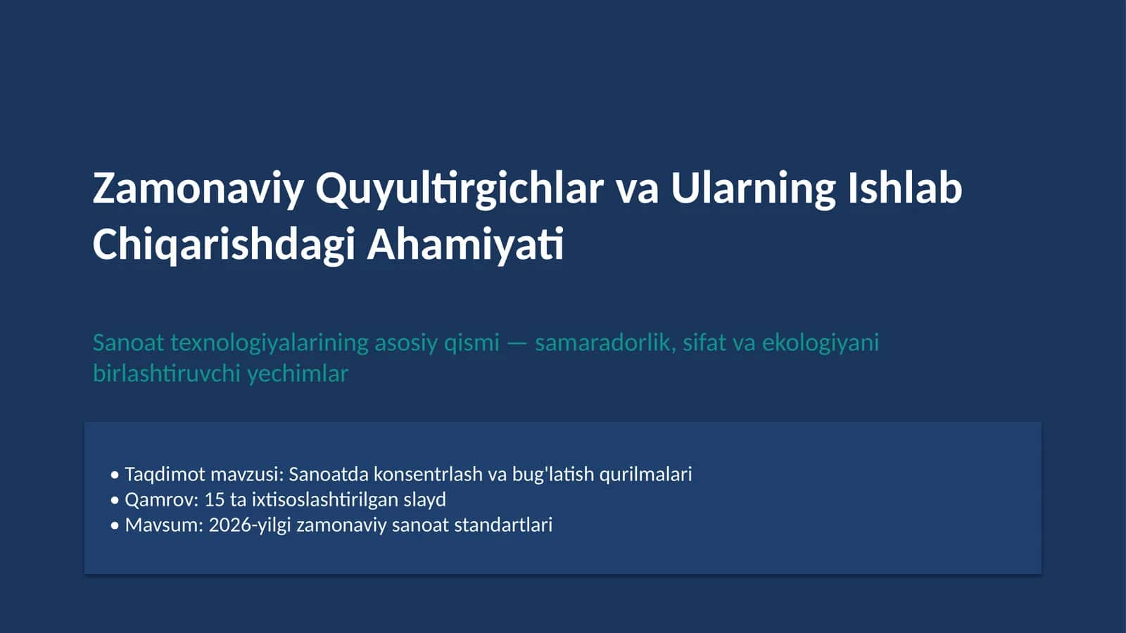 Sanoatda konsentrlash va bug'latish qurilmalari 1
