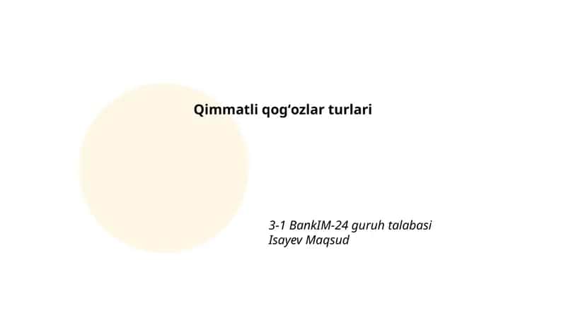 Qimmatli qogʻozlar turlari 1