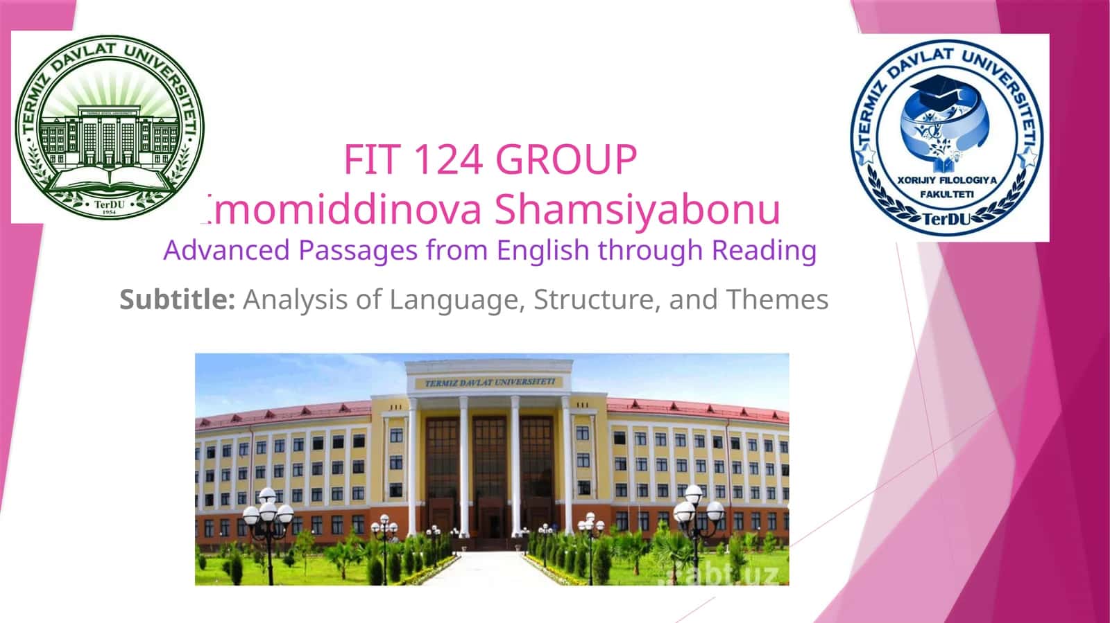 ImomiddinovaShamsiyabonuAdvanced Passages from English through Reading 1