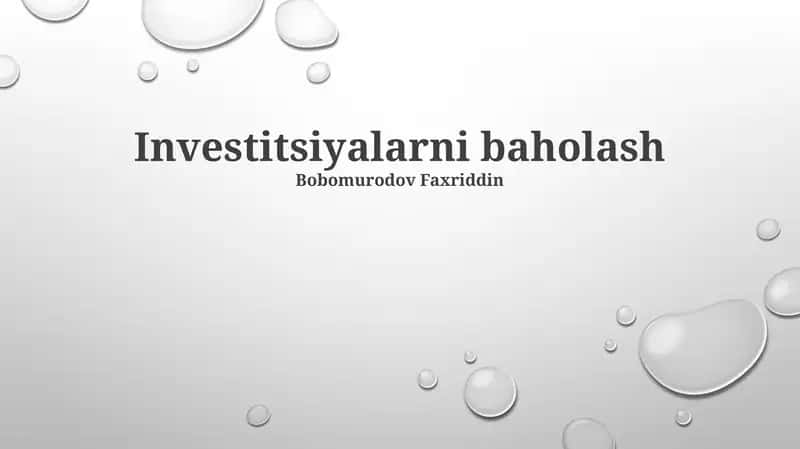 Investitsiyalarni baholash 1