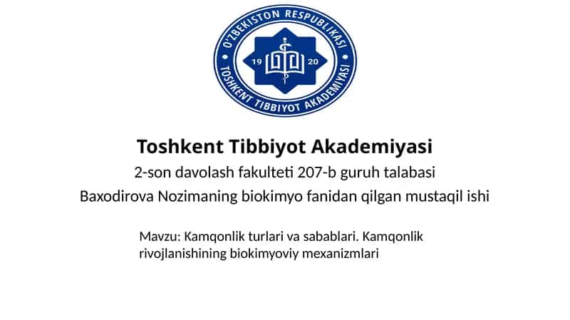 Kamqonlik turlari va sabablari 1