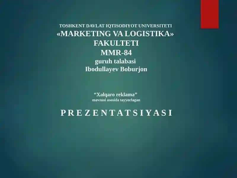 "Xalqaro reklama" 1