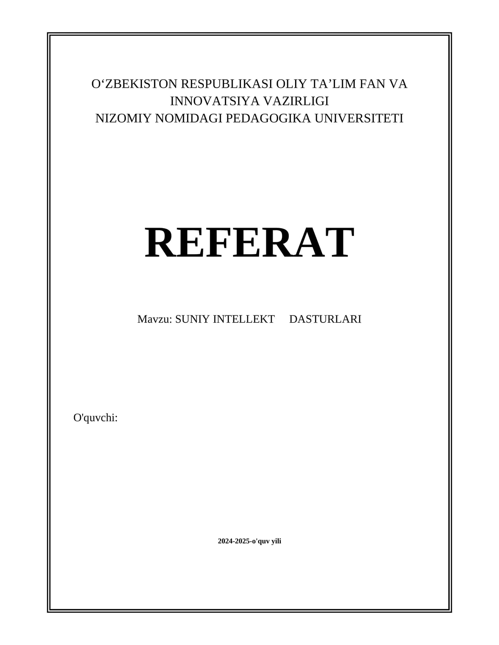 SUNIY INTELLEKT DASTURLARI 1