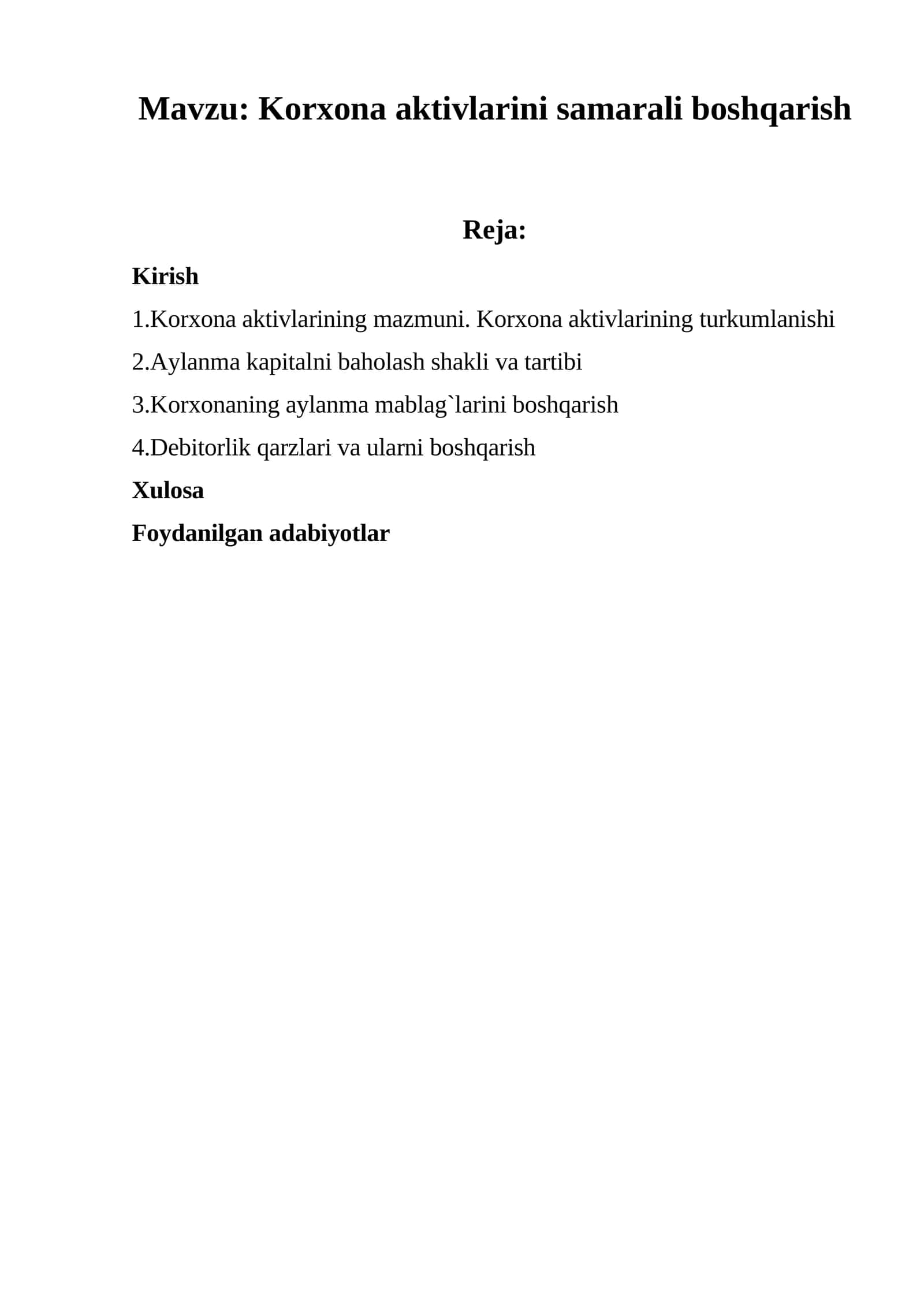 Korxona aktivlarini samarali boshqarish 1
