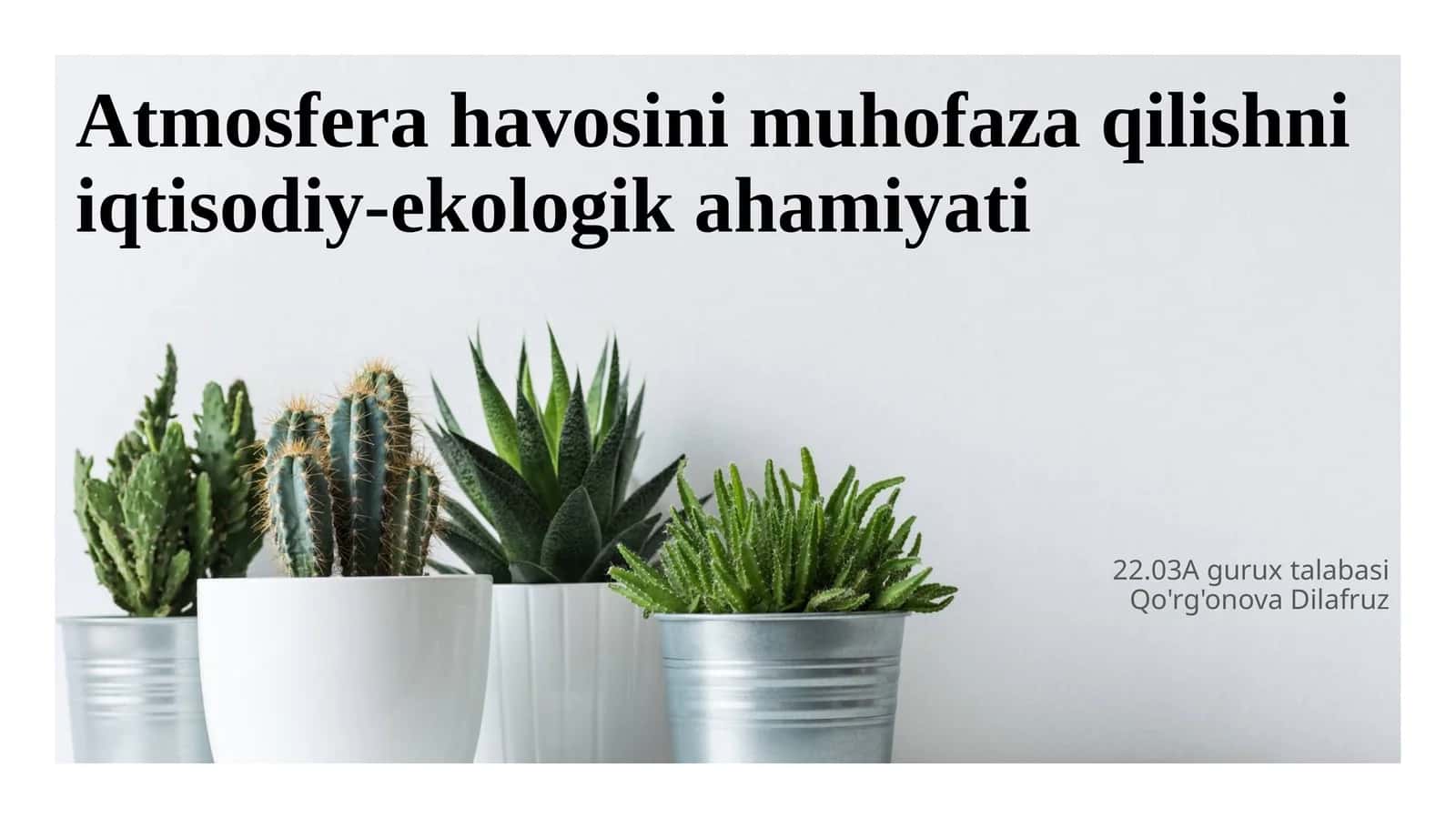 Atmosfera havosini muhofaza qilishni iqtisodiy-ekologik ahamiyati 1