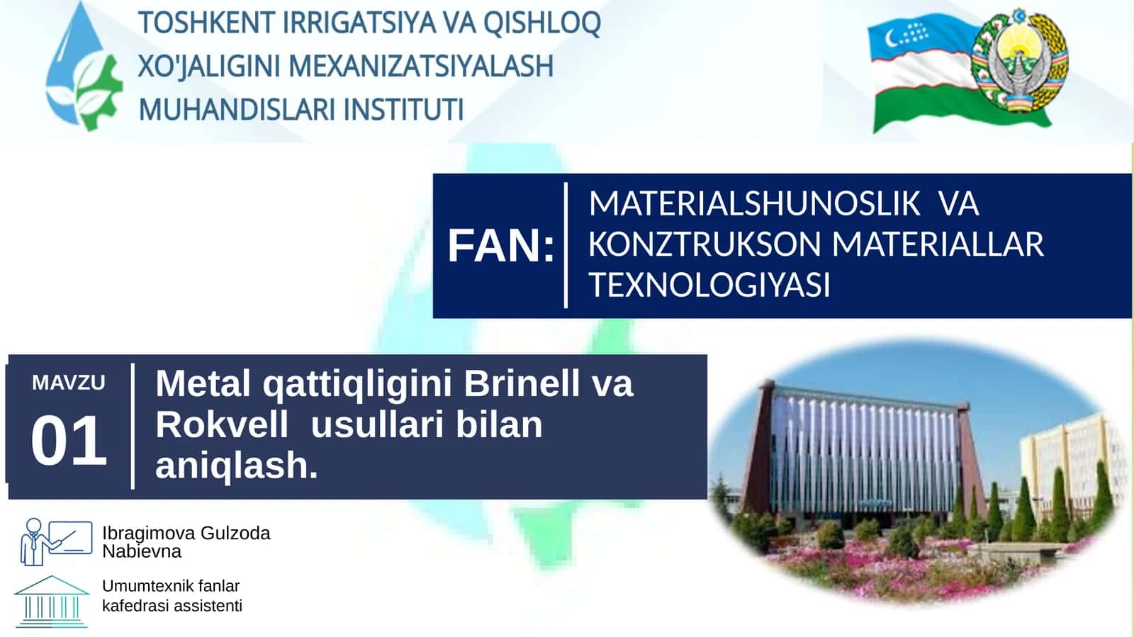 MATERIALLAR QATTIQLIGINI BRINELL VA ROKVELL USULLARI BILAN ANIQLASH 1