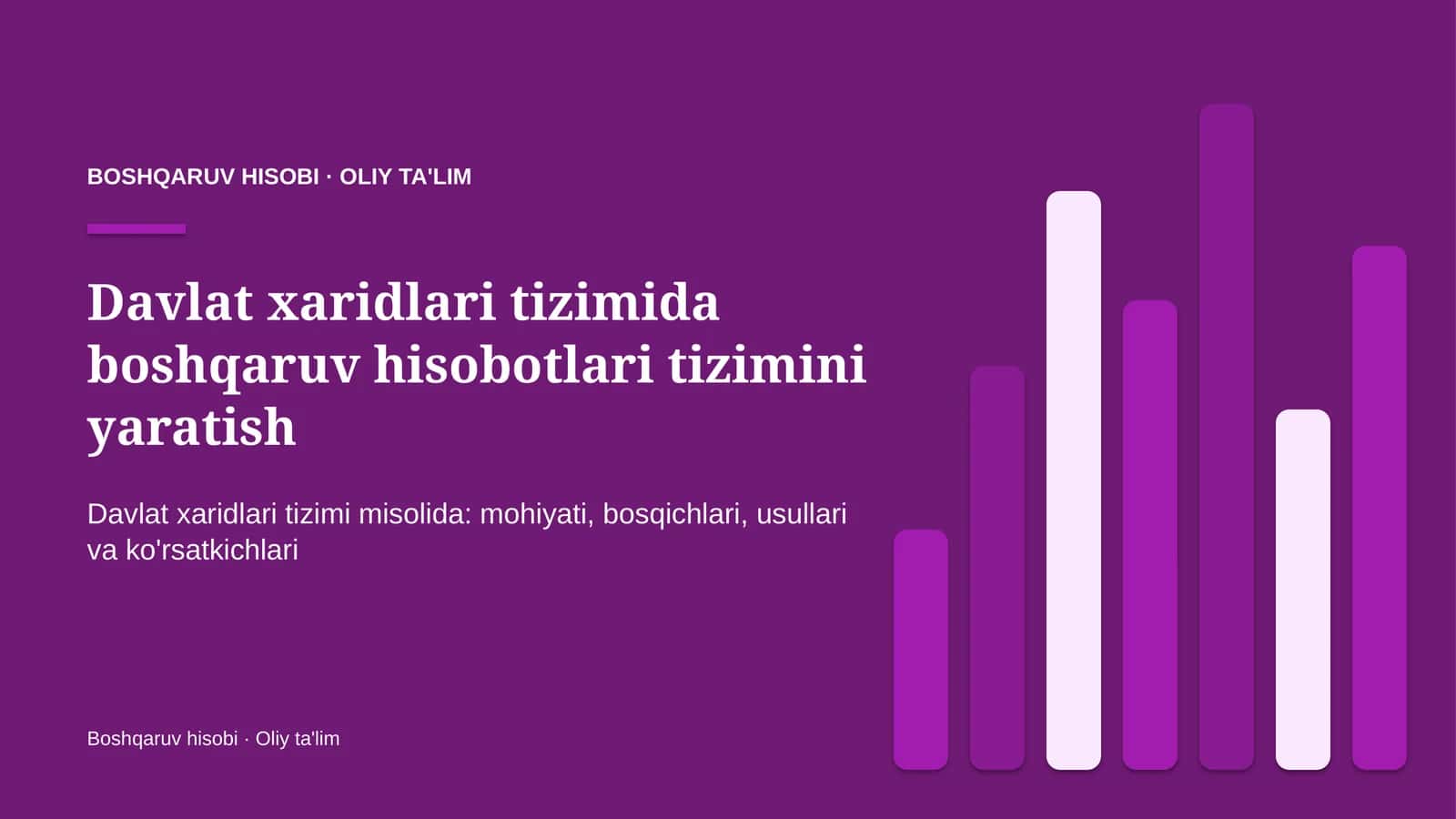 Davlat xaridlari tizimida boshqaruv hisobotlari tizimini yaratish 1