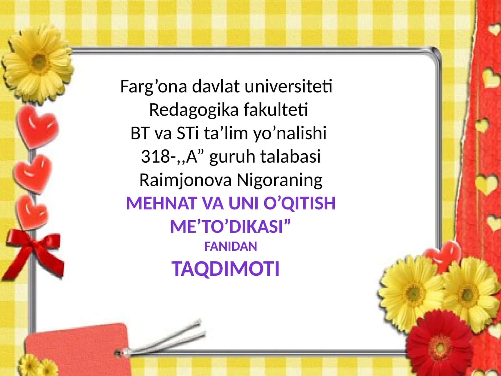 Mehnat va o'qitish metodikasi 1
