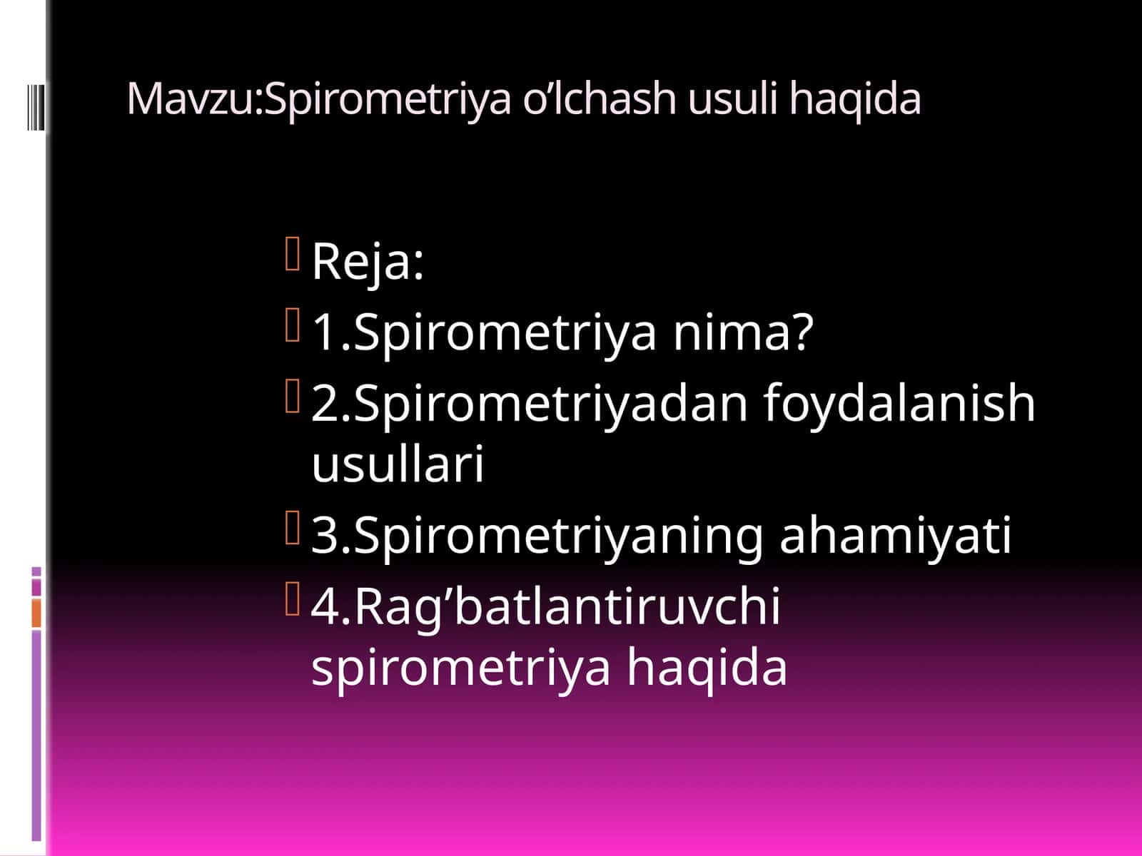 Spirometriya o’lchash usuli haqida 1