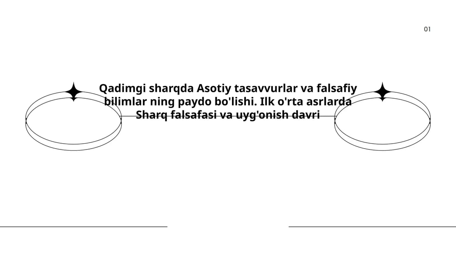 Qadimgi sharqda Asotiy tasavvurlar va falsafiy bilimlar ning paydo bo'lishi. Ilk o'rta asrlarda Sharq falsafasi va uyg'onish davri 1