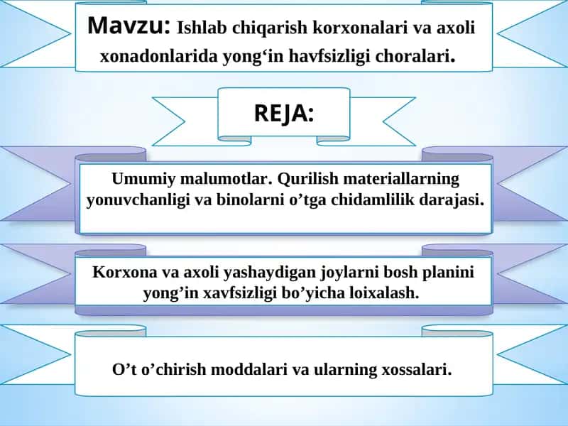 Ishlabchiqarish korxonalariva axolixonadonlari dayong‘inhavfsizligi choralari 1