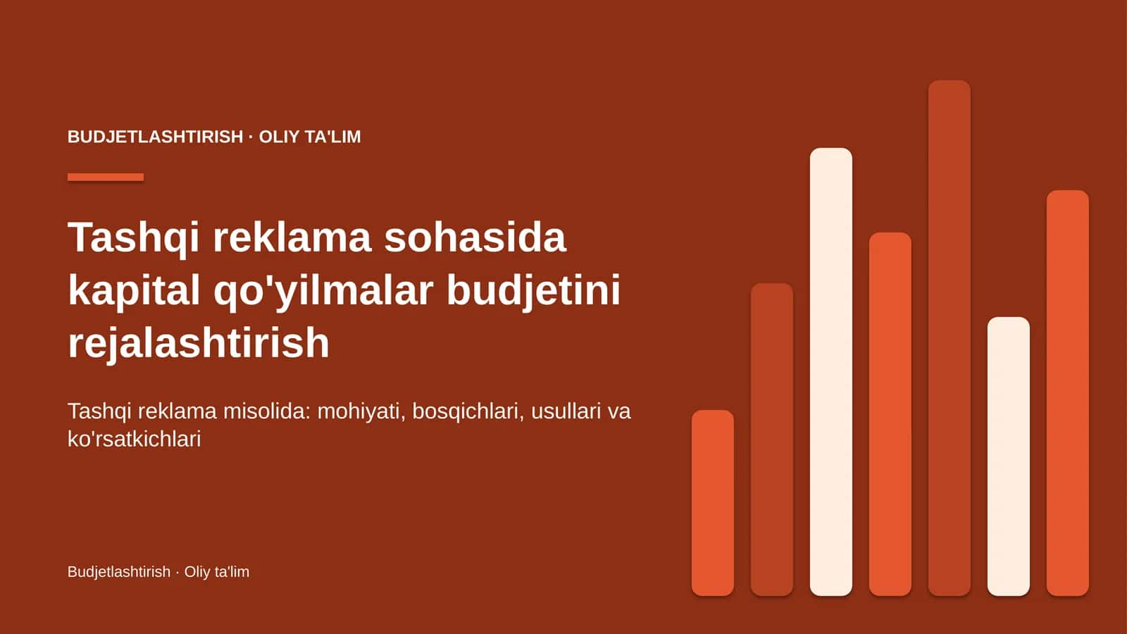 tashqi reklama sohasida kapital qo'yilmalar budjetini rejalashtirish 9188 1