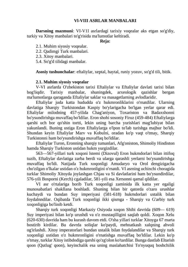 Vl-VIII ASRLAR MANBALARI 1