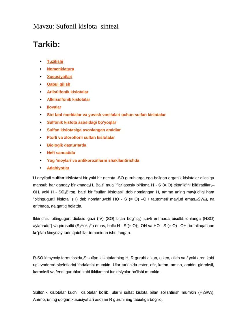 Sufonil kislota sintezi 1