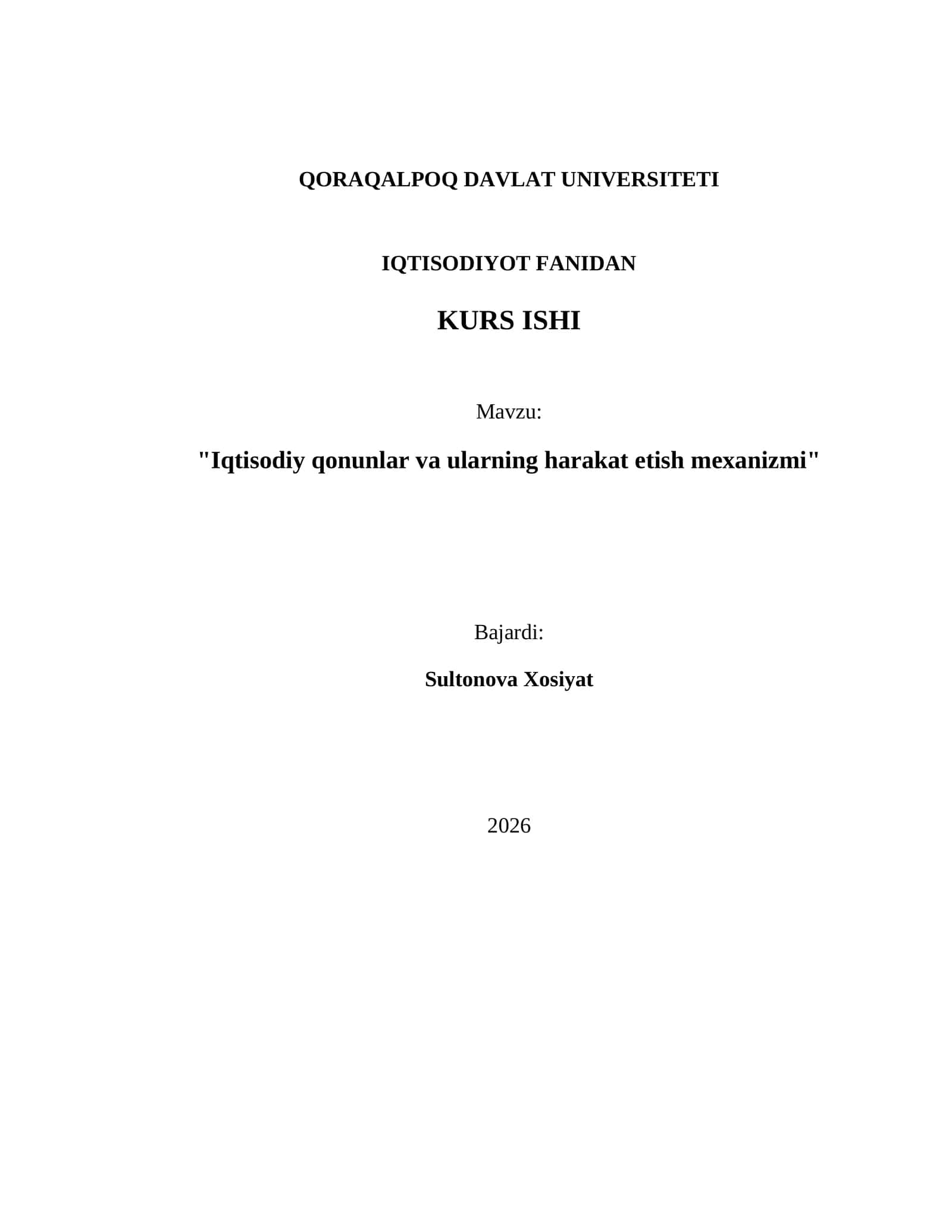 Iqtisodiy qonunlar va ularning harakat etish mexanizmi 1