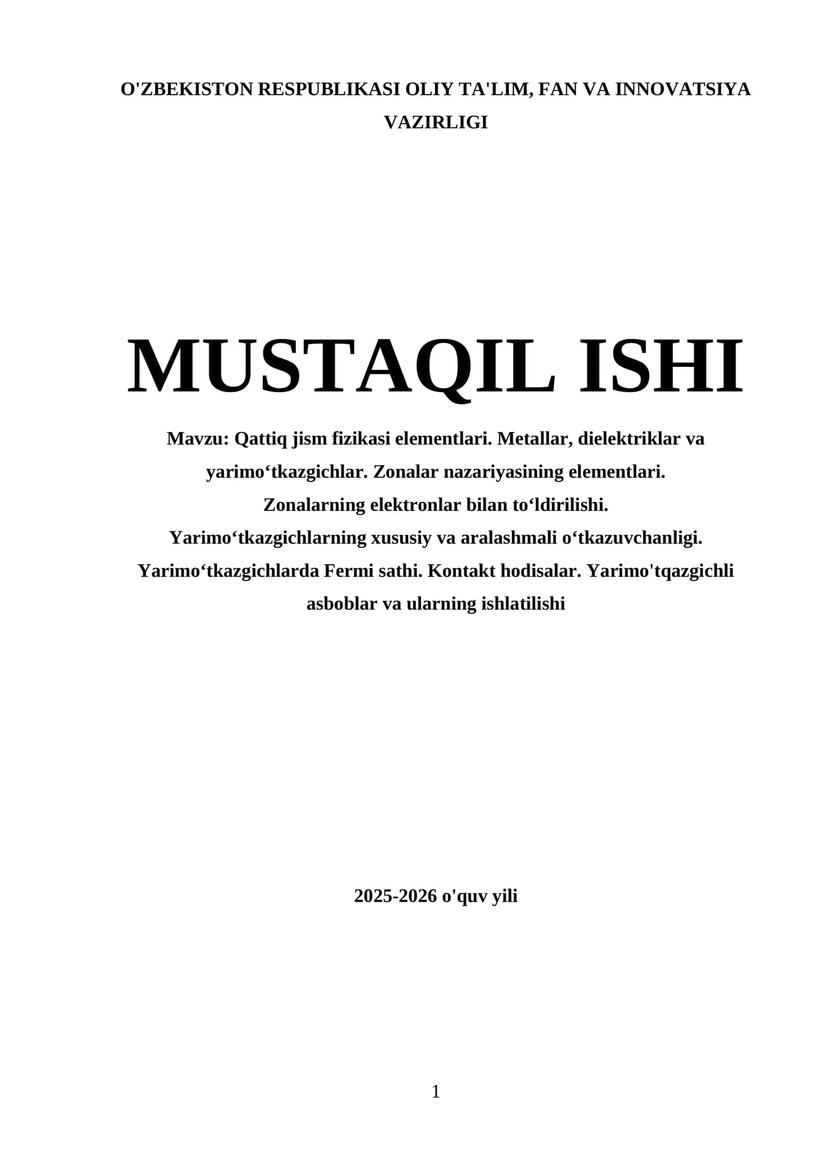 Qattiq jism fizikasi elementlari. Metallar, dielektriklar va yarimo‘tkazgichlar 1