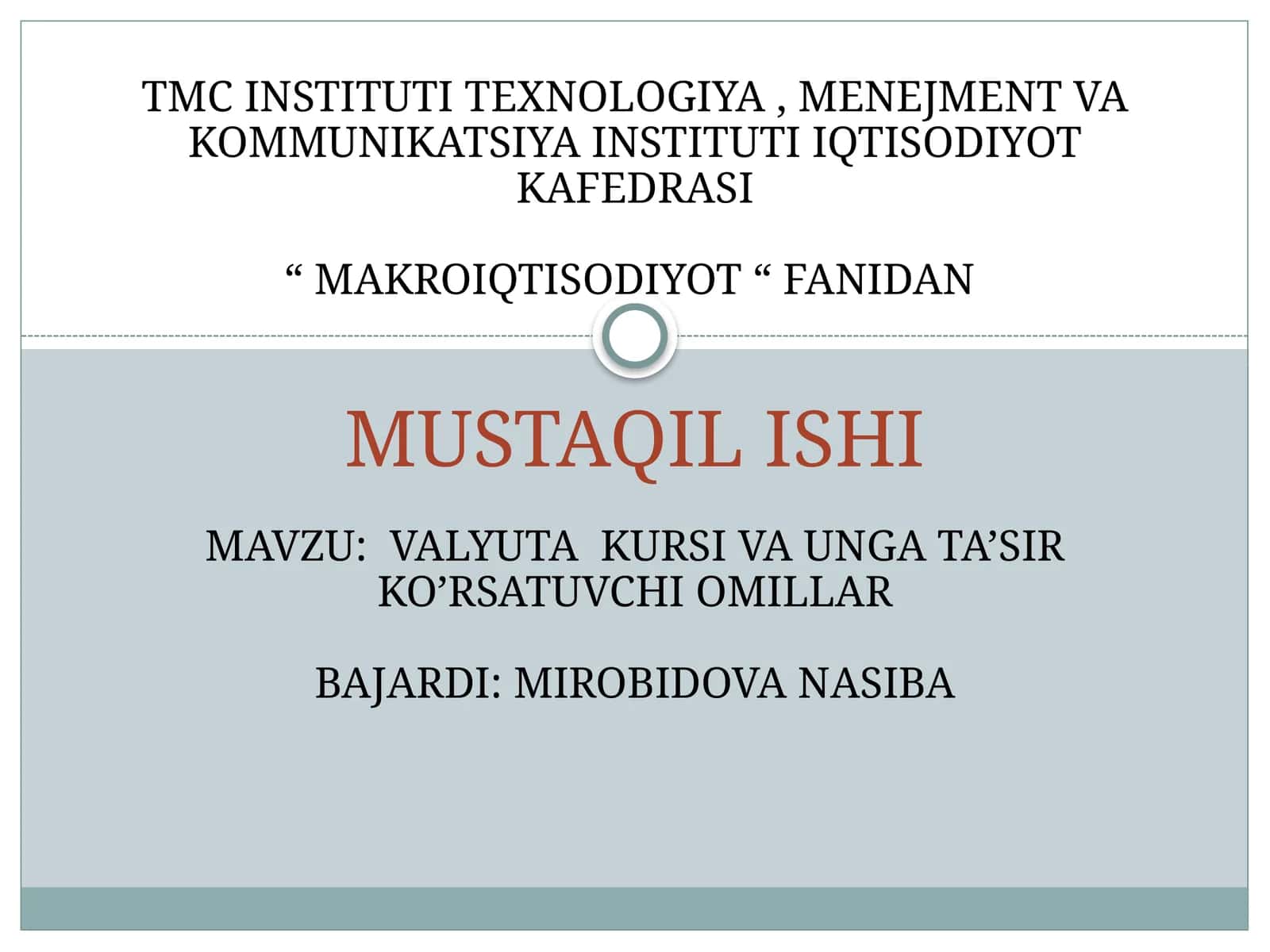 valyuta kursi va unga tasir etuvchi omillar 1