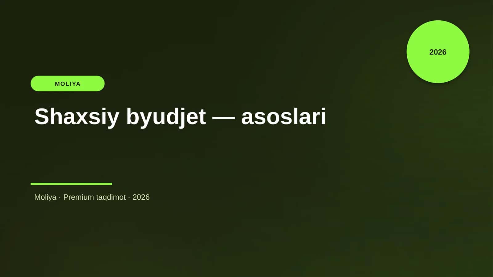 Shaxsiy byudjet — asoslari 1