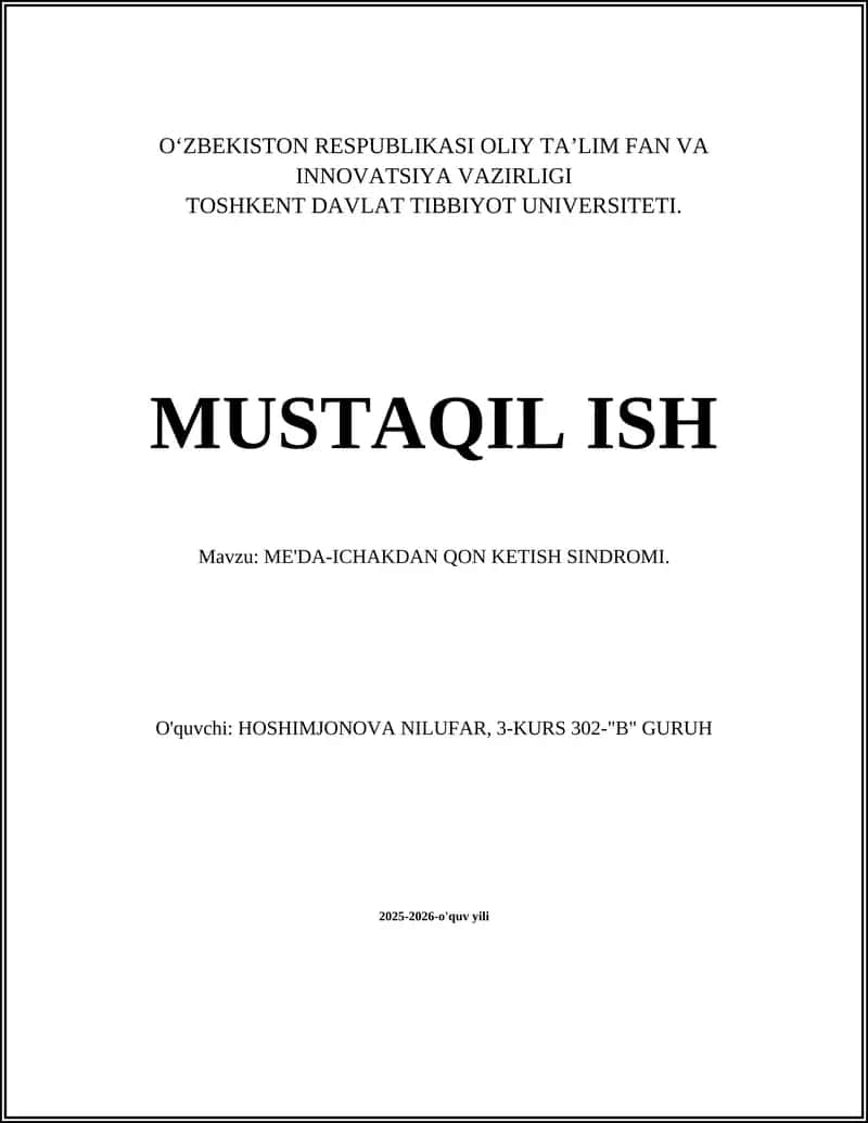 ME'DA-ICHAKDAN QON KETISH SINDROMI 1