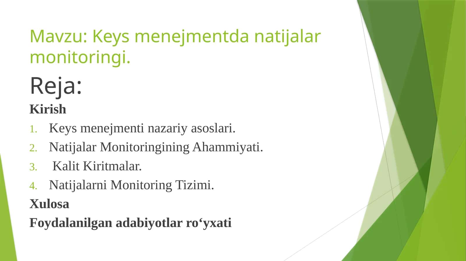 Keys menejmentda natijalar monitoringi 1