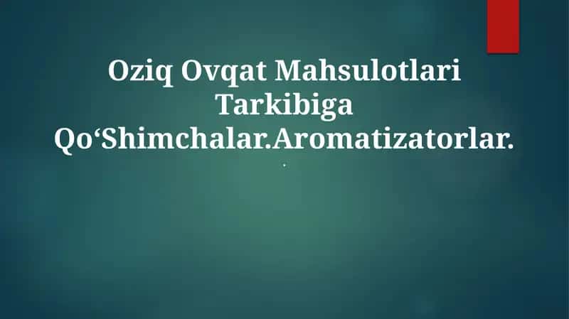 Sun'iy xushbo'y moddalar 1