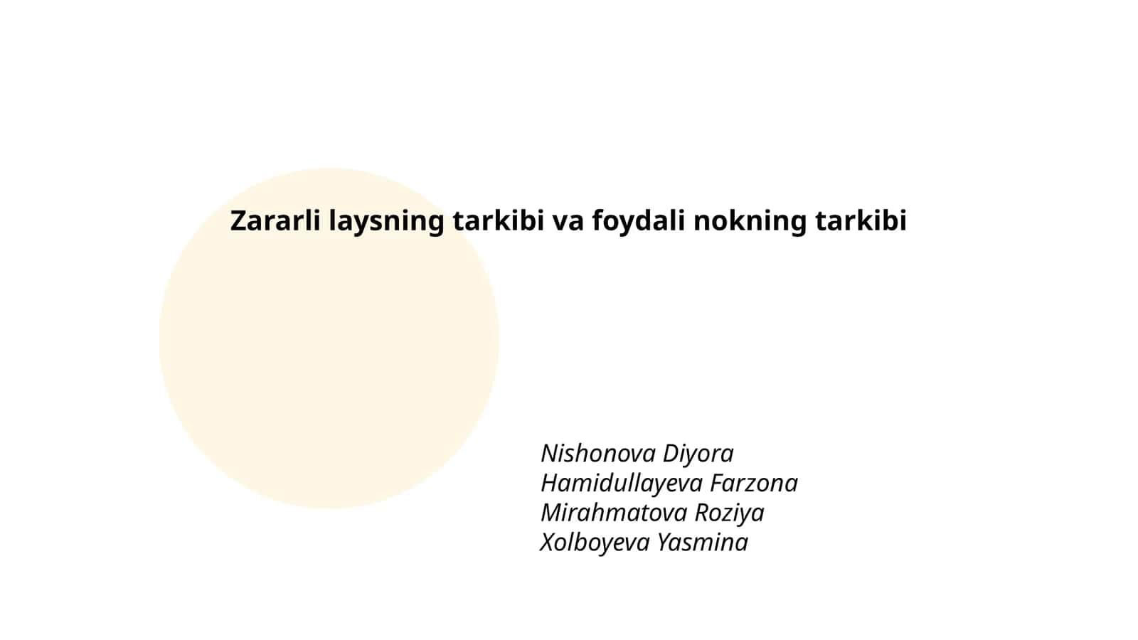 Zararli laysning tarkibi va foydali nokning tarkibi 1